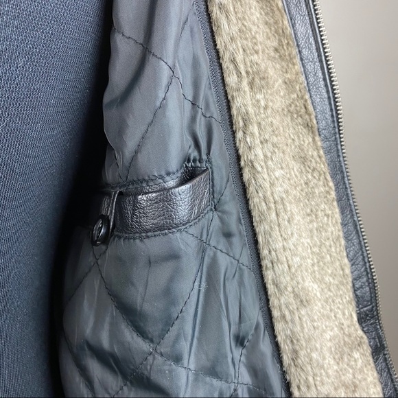 CHEROKEE Long Leather Jacket Black Zip Up Faux Fur - Picture 10 of 15